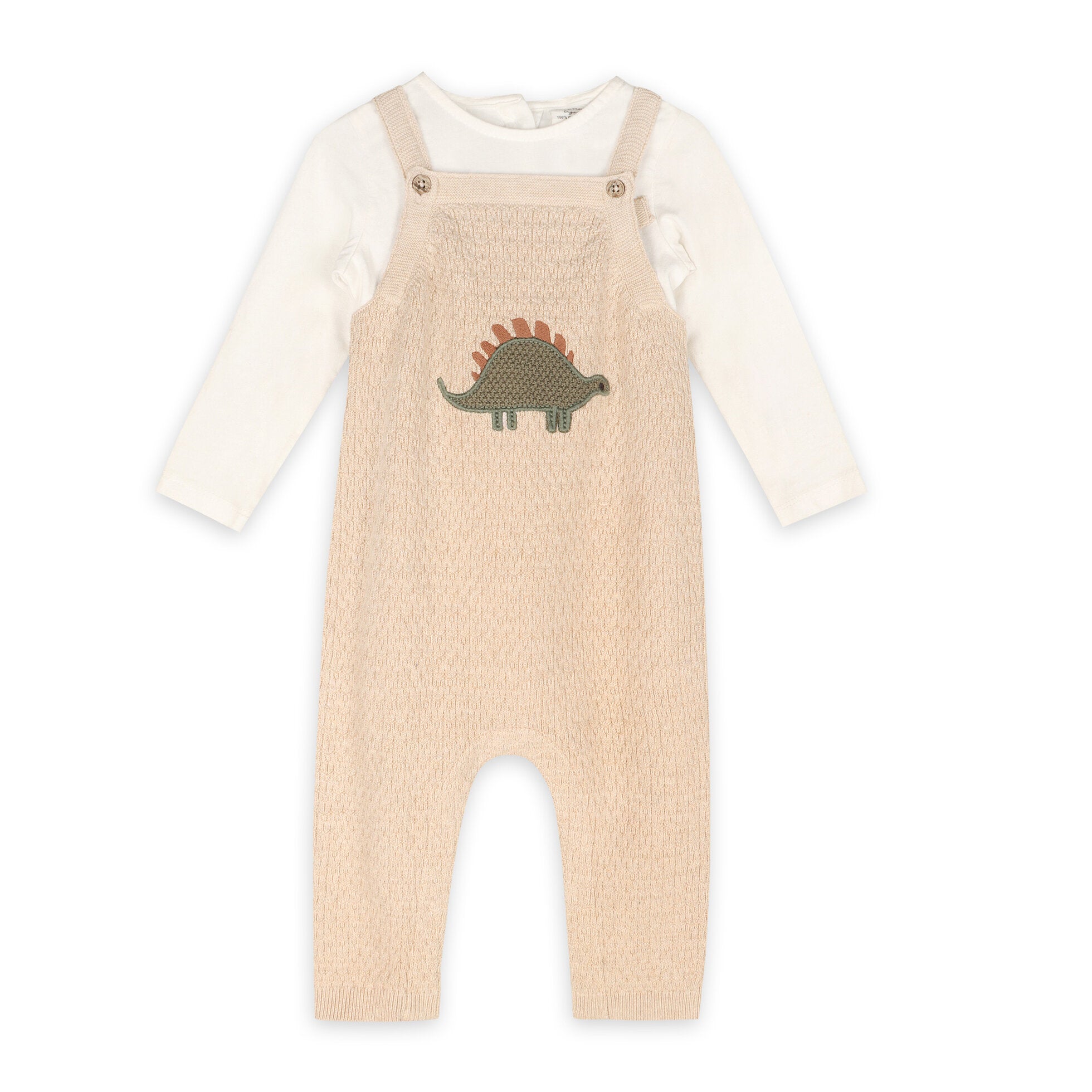 Dino Applique Baby Knit Overall Set (Organic Cotton)