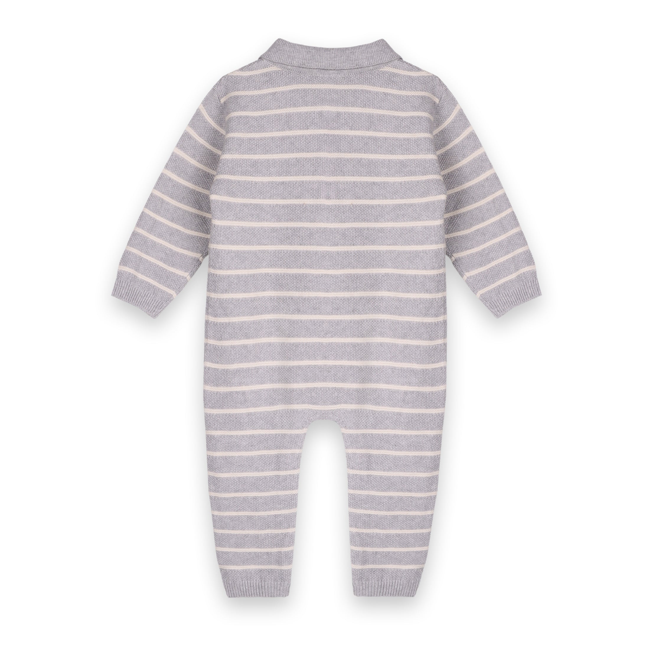 Stripe & Collar Sweater Knit Baby Jumpsuit (Organic Cotton)