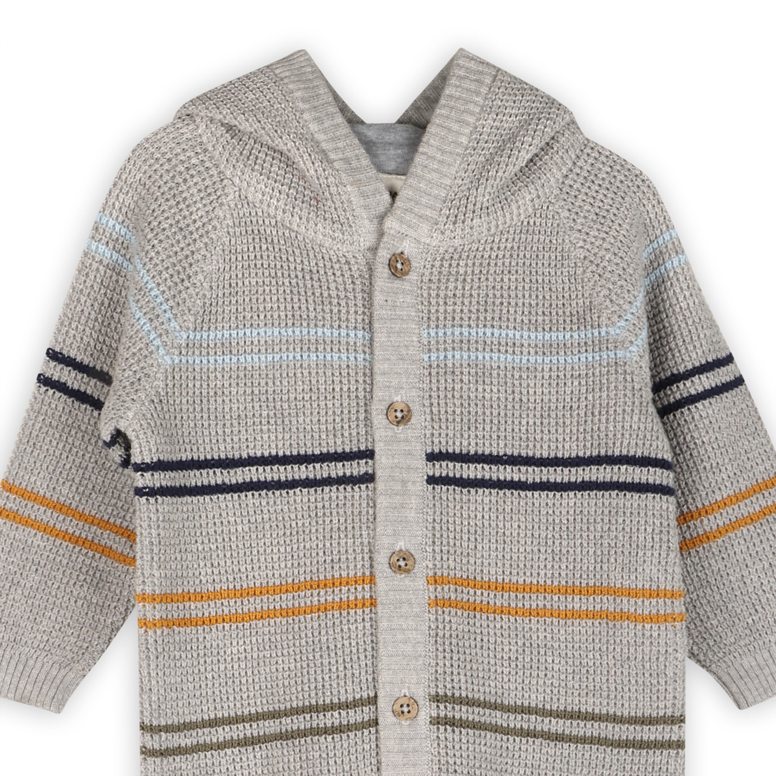 Classic Stripe Sweater Knit Baby Hooded Jumpsuit (Organic Cotton)