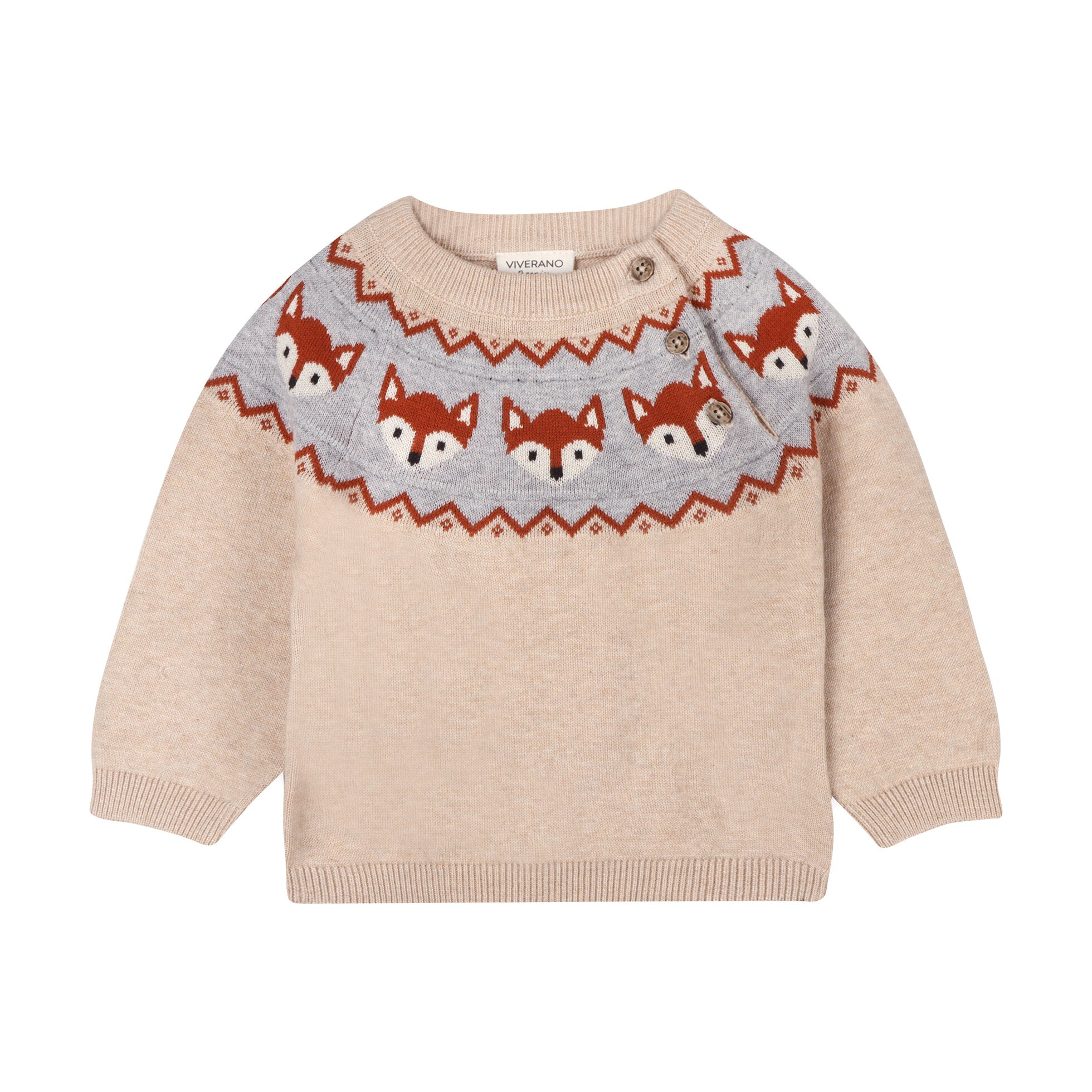 Fox Jacquard Fair Isle Sweater Knit Baby Pullover (Organic Cotton)