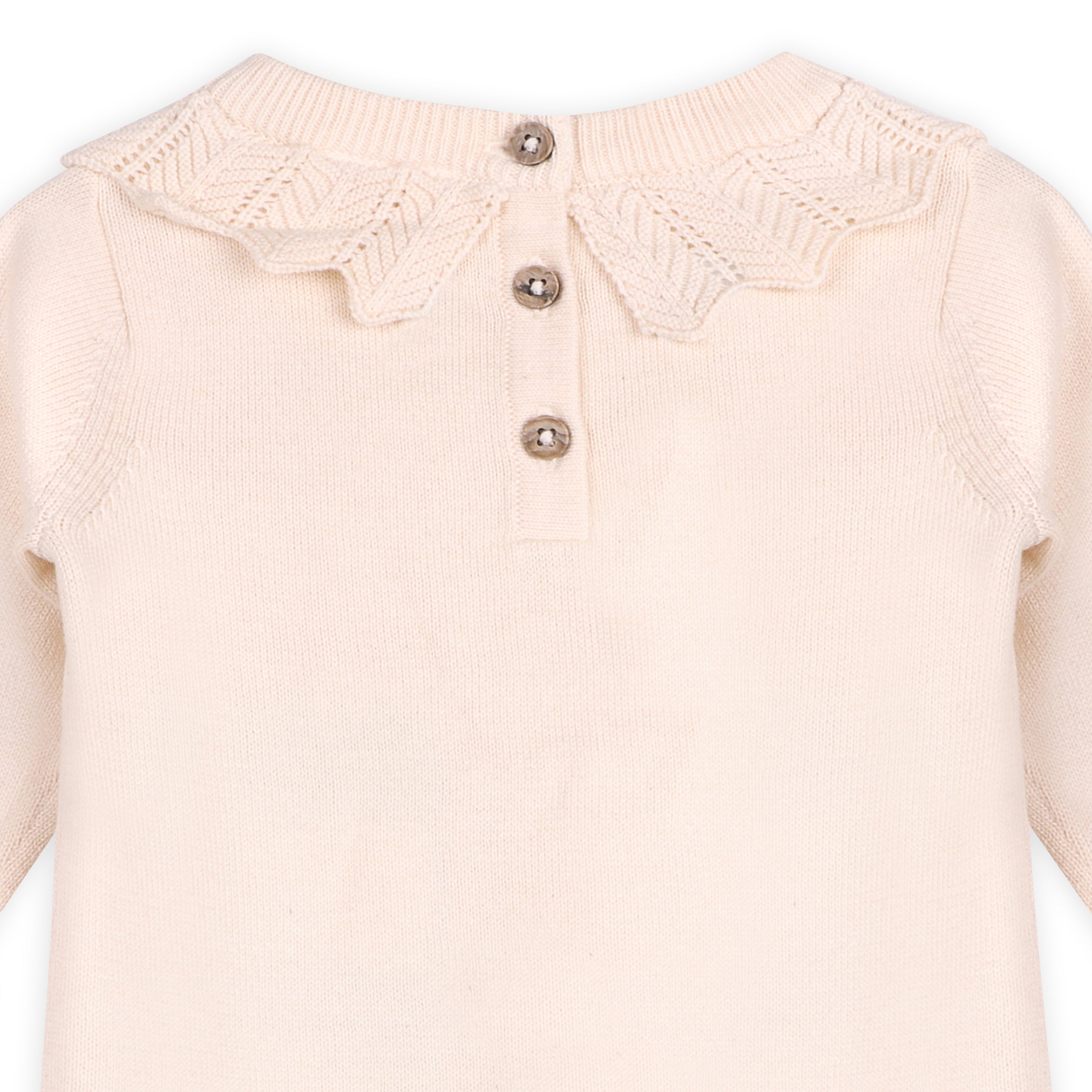 Emma Floral Embroidered Knit Baby Ruffle Dress (Organic Cotton)