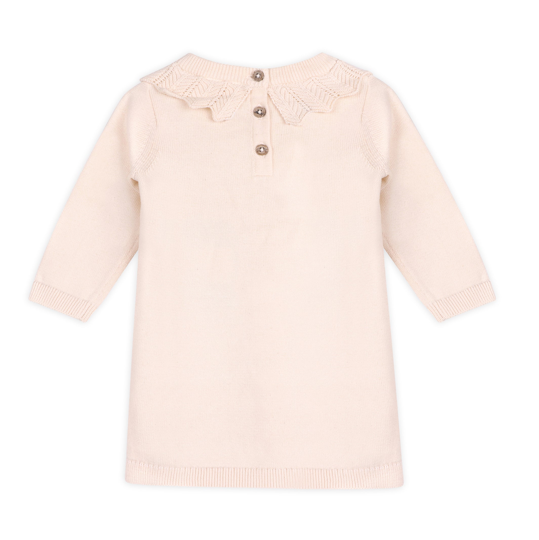 Emma Floral Embroidered Knit Baby Ruffle Dress (Organic Cotton)