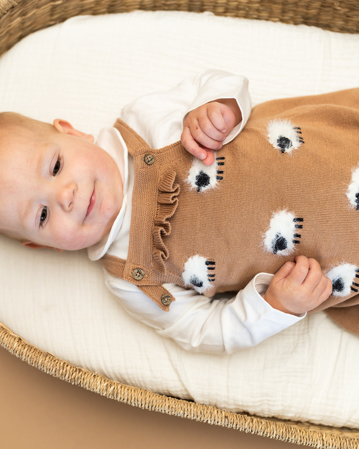 Sheep Jacquard Knit Baby Tunic Dress Set (Organic Cotton)