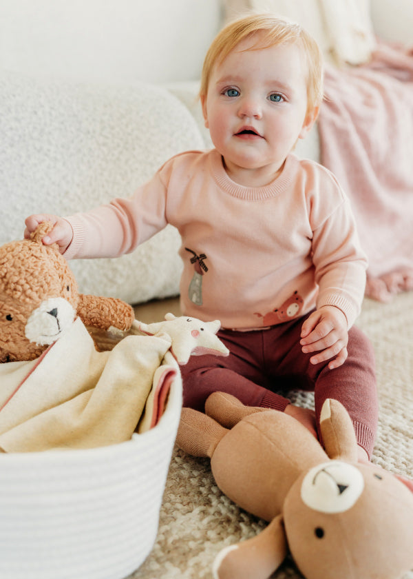 Peanut Lil Bear Knit Stuffed Animal Soft Toy (Organic Cotton)