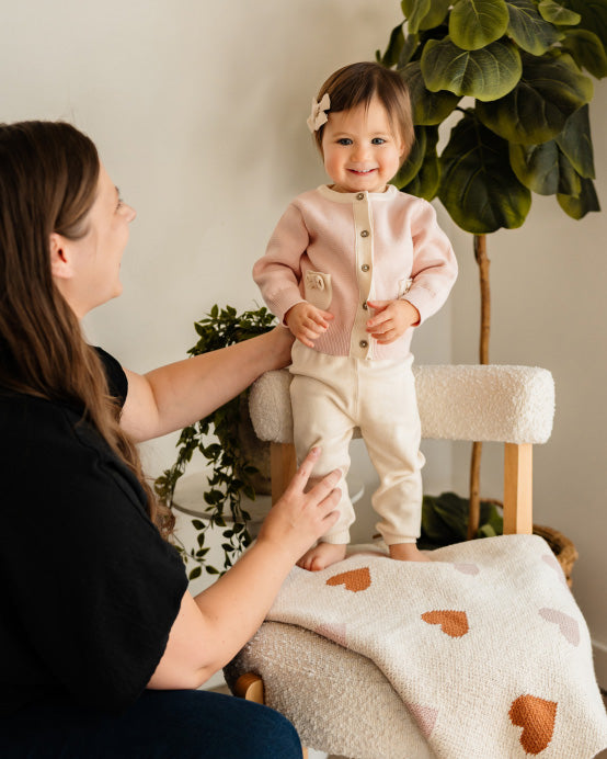 Loving Hearts - Organic Cotton Jacquard Sweater Knit Baby Blanket