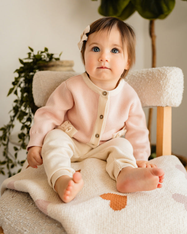 Lily Bow Pockets Sweater Knit Baby Cardigan (Organic Cotton)