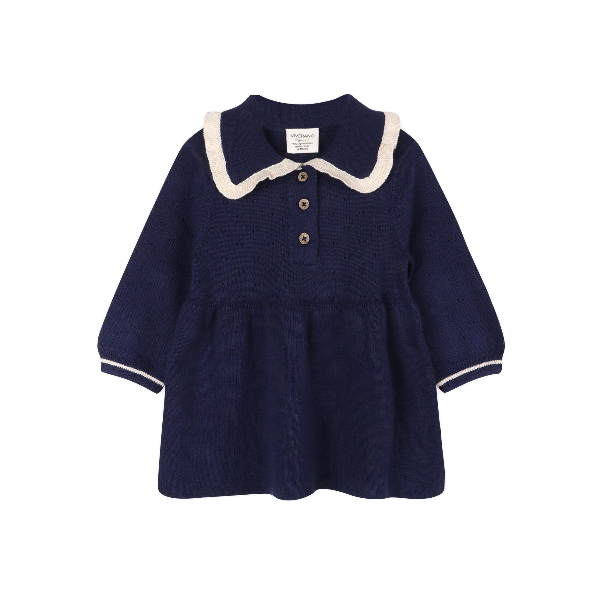 Adeline Ruffle Collar Sweater Knit Baby Dress (Organic Cotton)