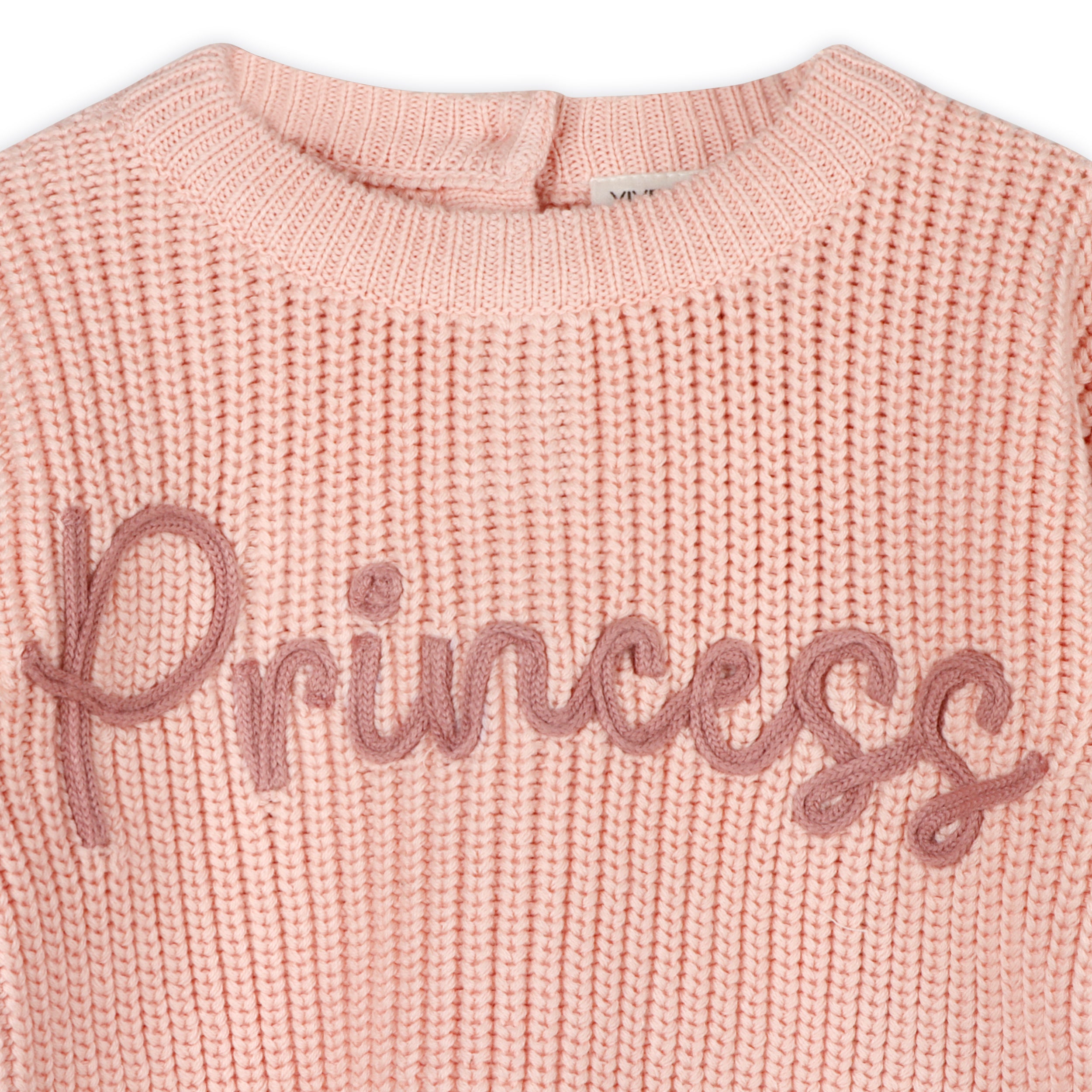 Princess Embroidered Slouchy Sweater Knit Baby Pullover (Organic Cotton)