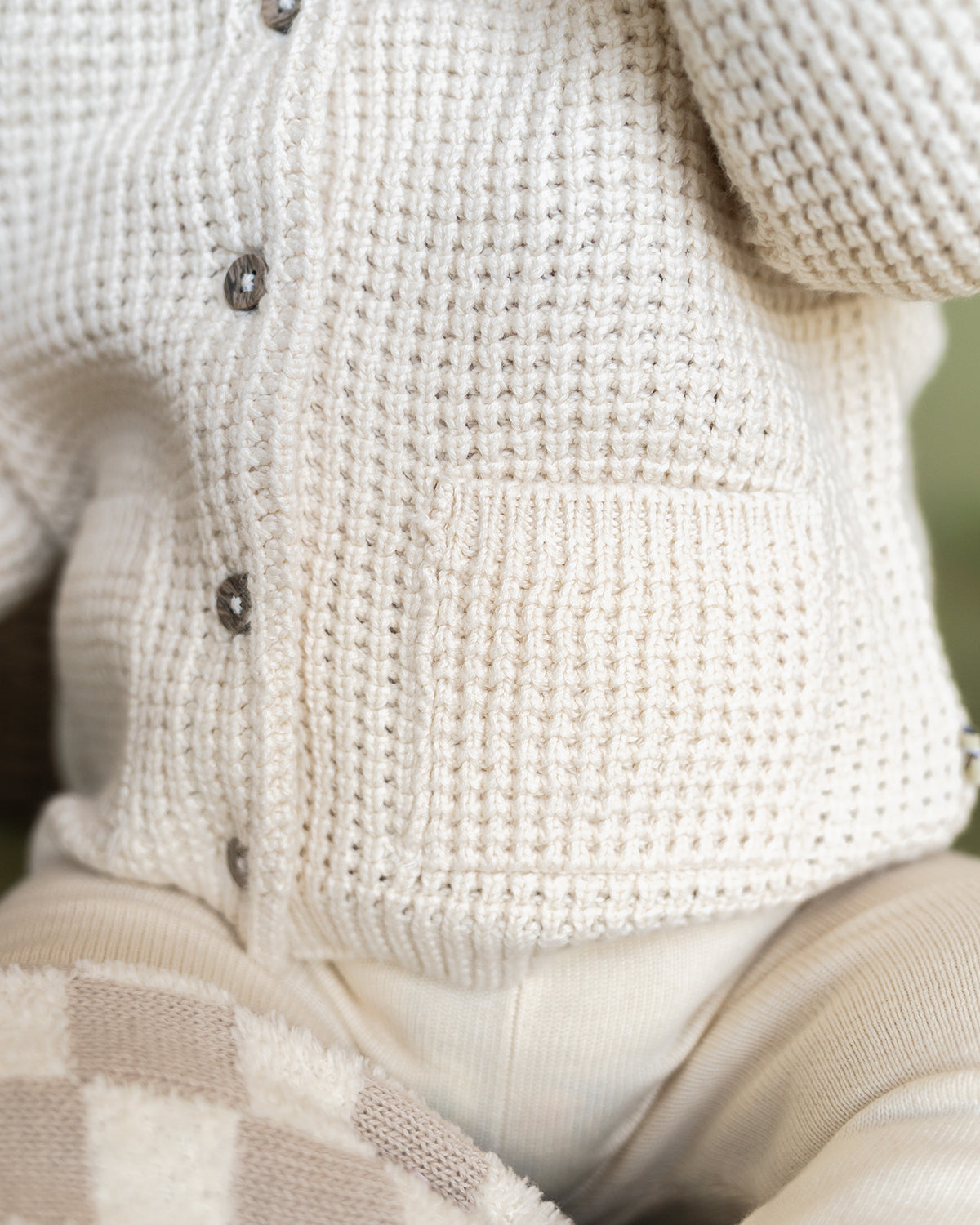Avery Button & Pocket Chunky Sweater Knit Baby Cardigan (Organic Cotton)