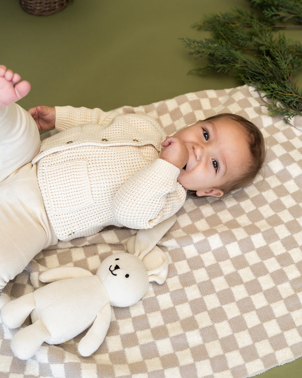 Avery Button & Pocket Chunky Sweater Knit Baby Cardigan (Organic Cotton)