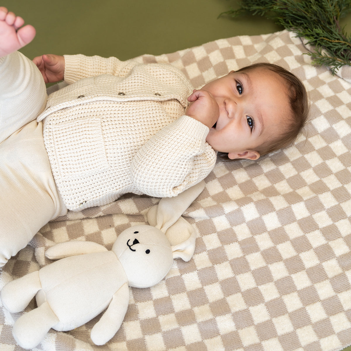 Jojo Lil Bunny Knit Stuffed Animal Soft Baby Toy (Organic Cotton)