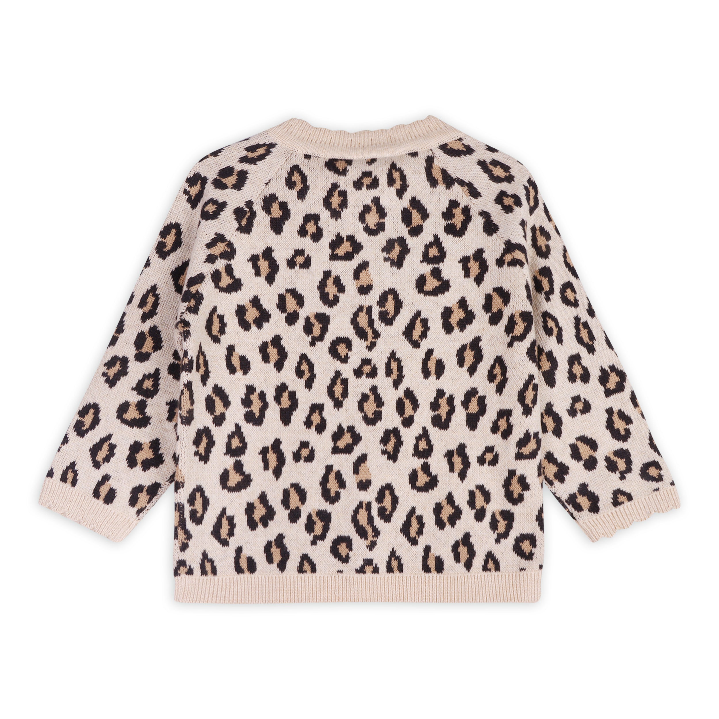Leopard Jacquard Sweater Knit Baby Cardigan (Organic Cotton)