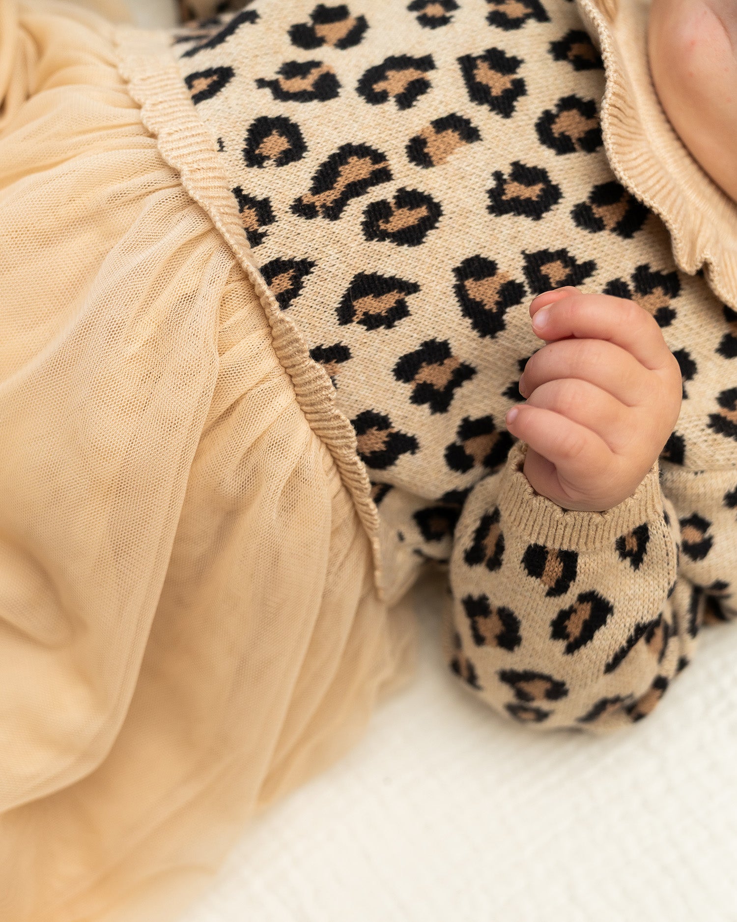 Leopard Jacquard Sweater Knit Baby Tutu Dress (Organic Cotton)