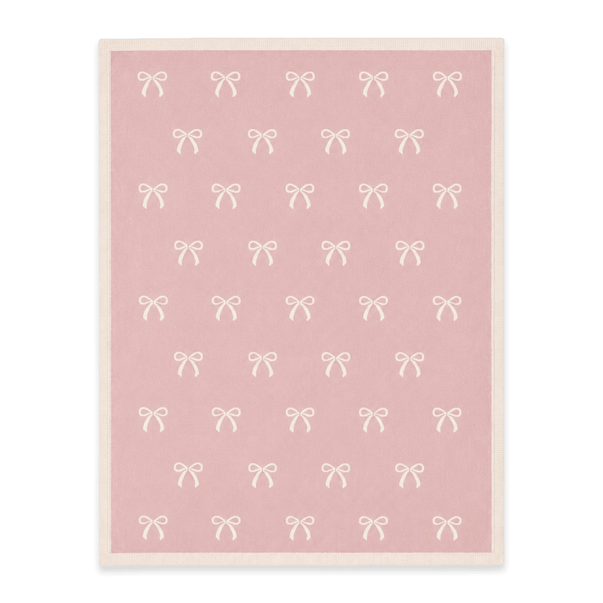 Sweet Bow - Reversible Jacquard Sweater Knit Baby Blanket Organic Cotton - Sweet Pink