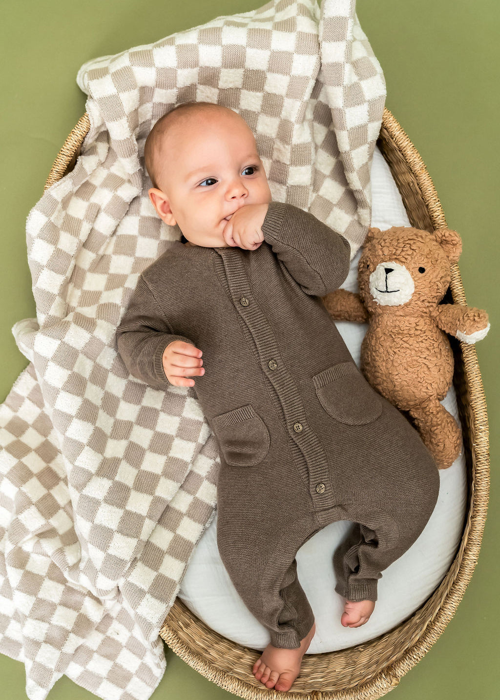 Checkered - Jacquard Terry Knit Baby Blankets (Organic Cotton) -