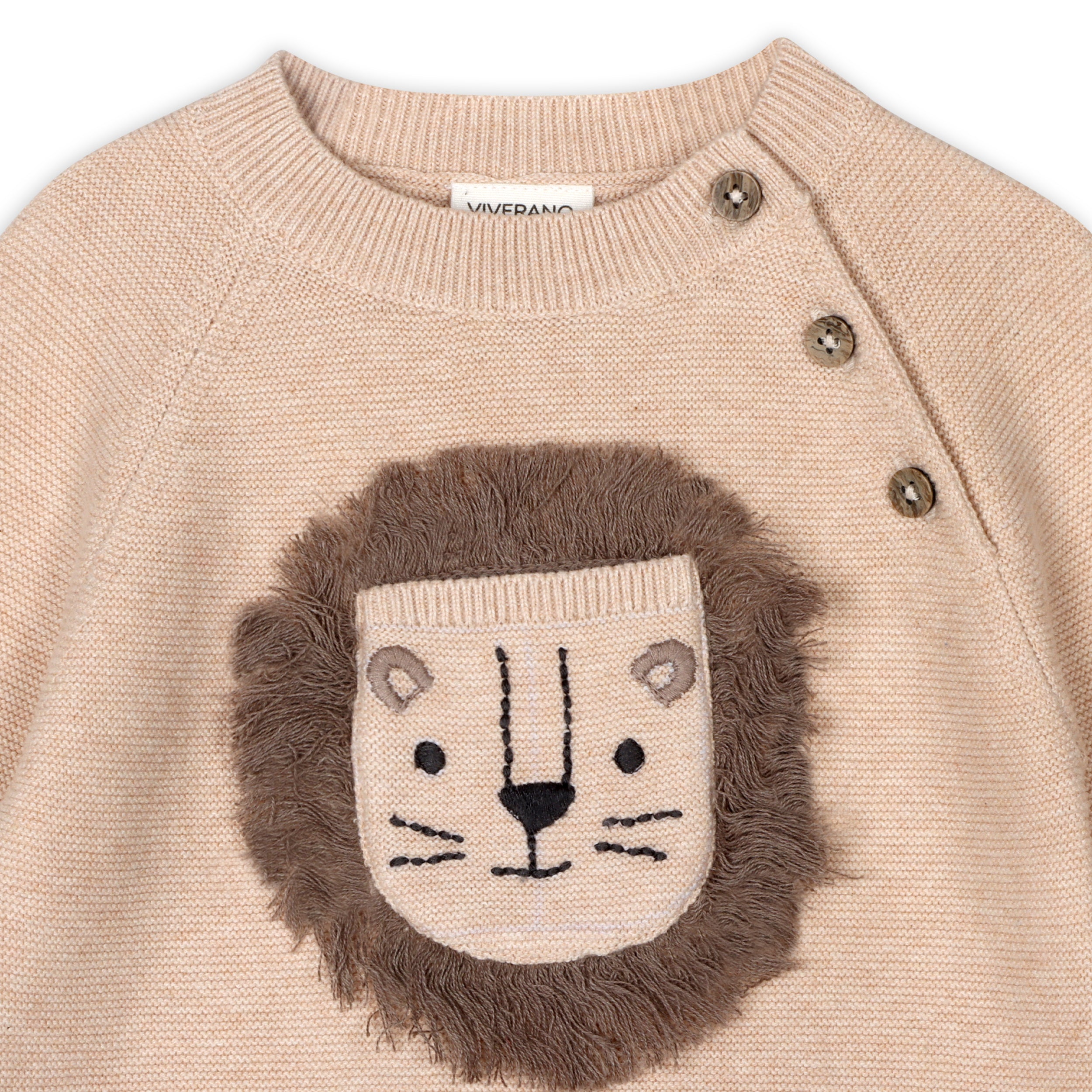 Lion Applique Sweater Knit Baby Pullover & Pant SET (Organic Cotton)