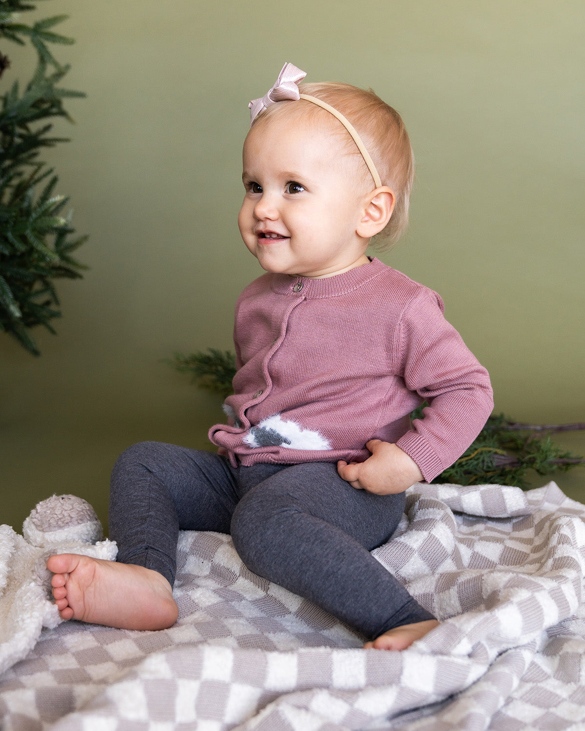 Lamb Jacquard Knit Baby Cardigan Sweater (Organic Cotton)