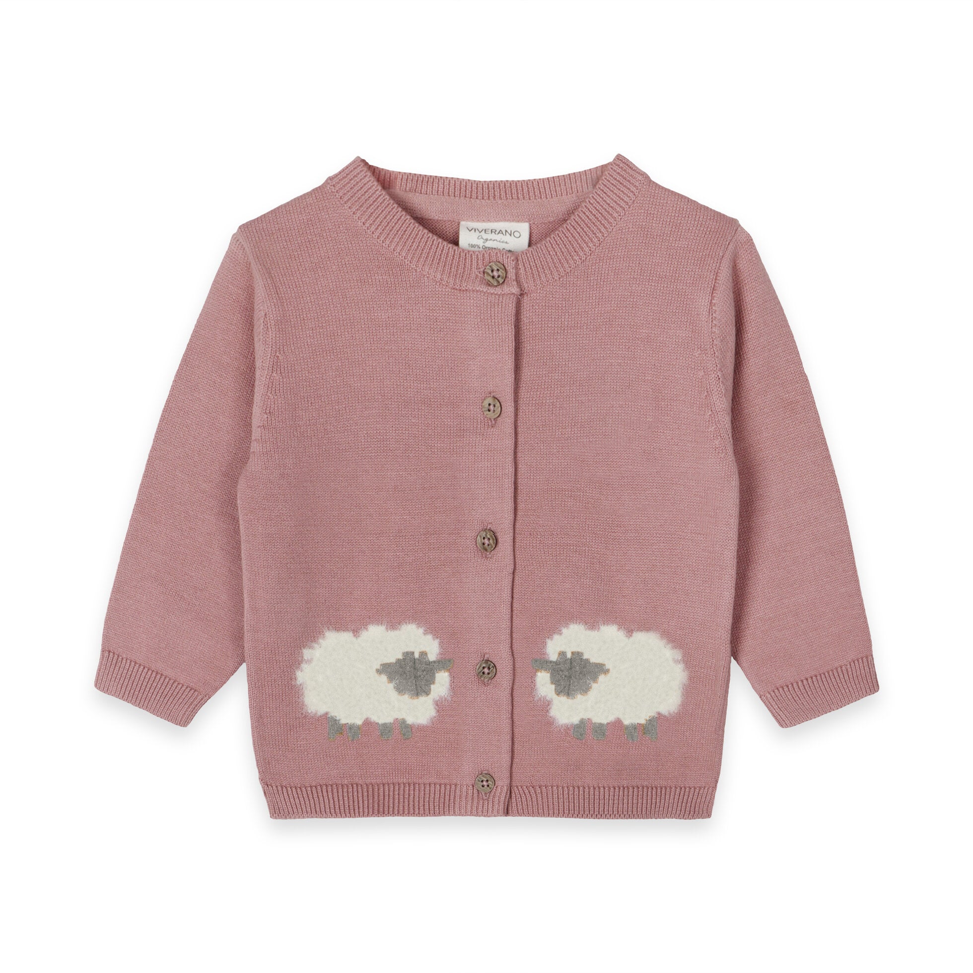 Lamb Jacquard Knit Baby Cardigan Sweater (Organic Cotton)