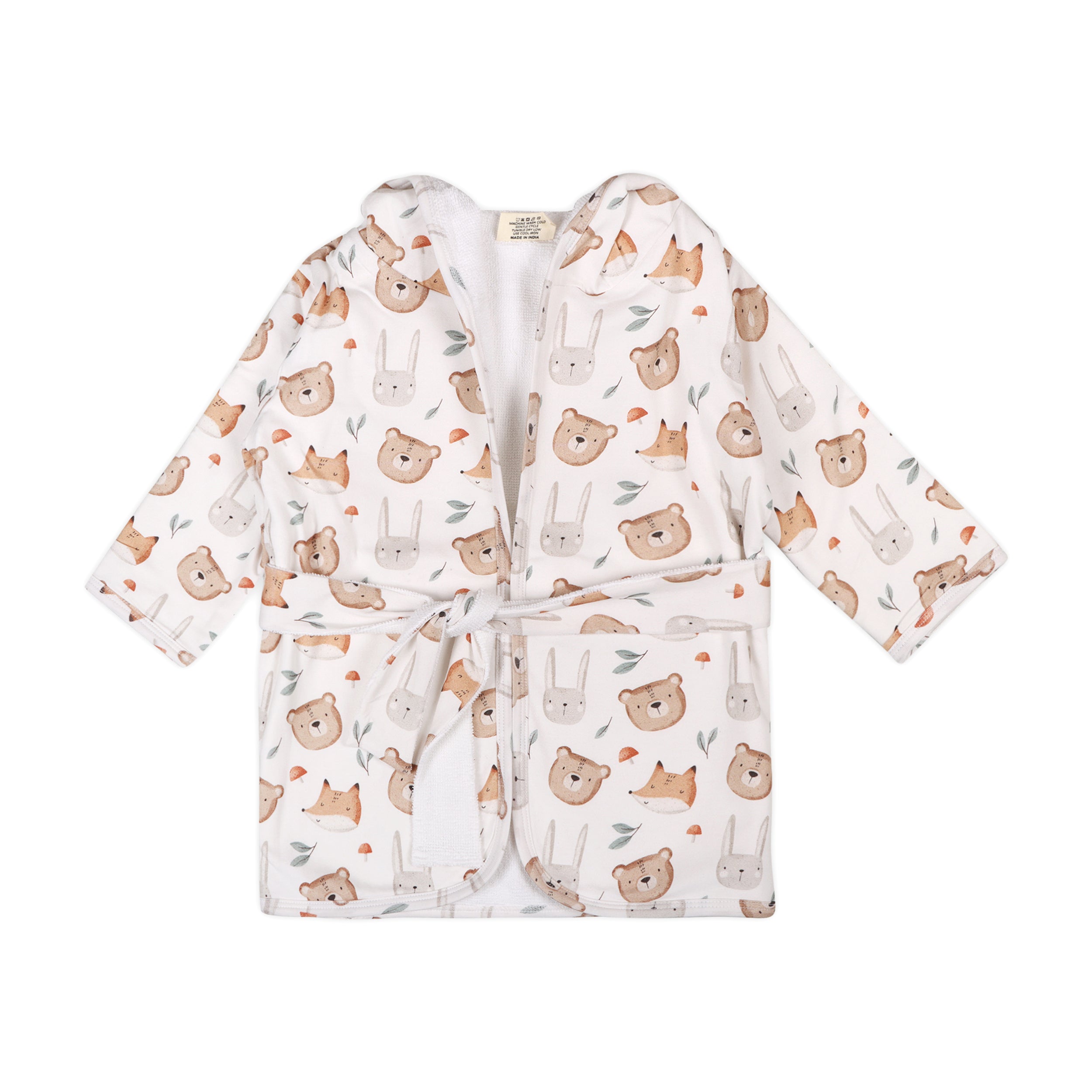 Forest Animals Bear & Fox Baby Bathrobe (Organic Jersey)