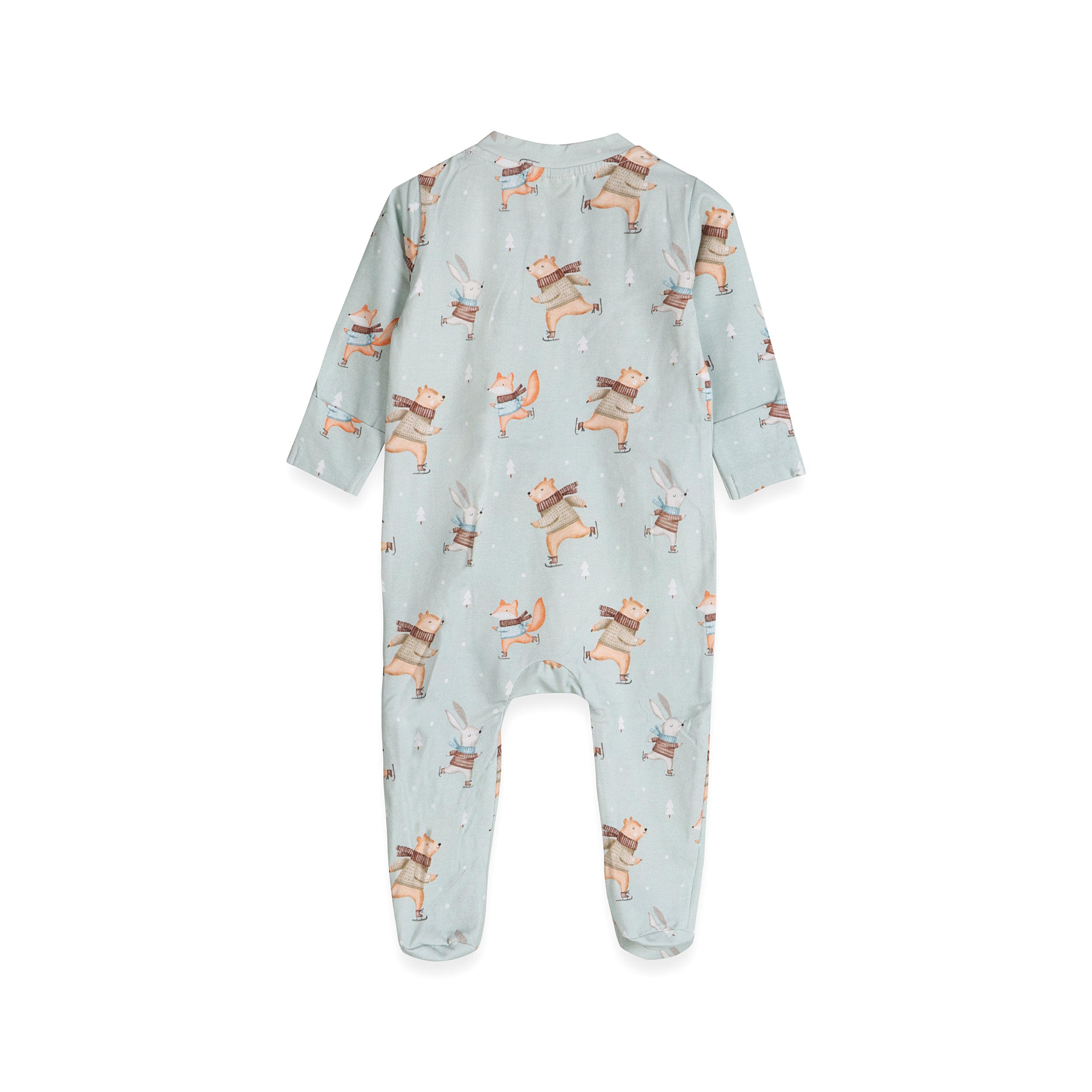 Ice Skaters Bear Baby Zippered Footie (Organic Cotton)