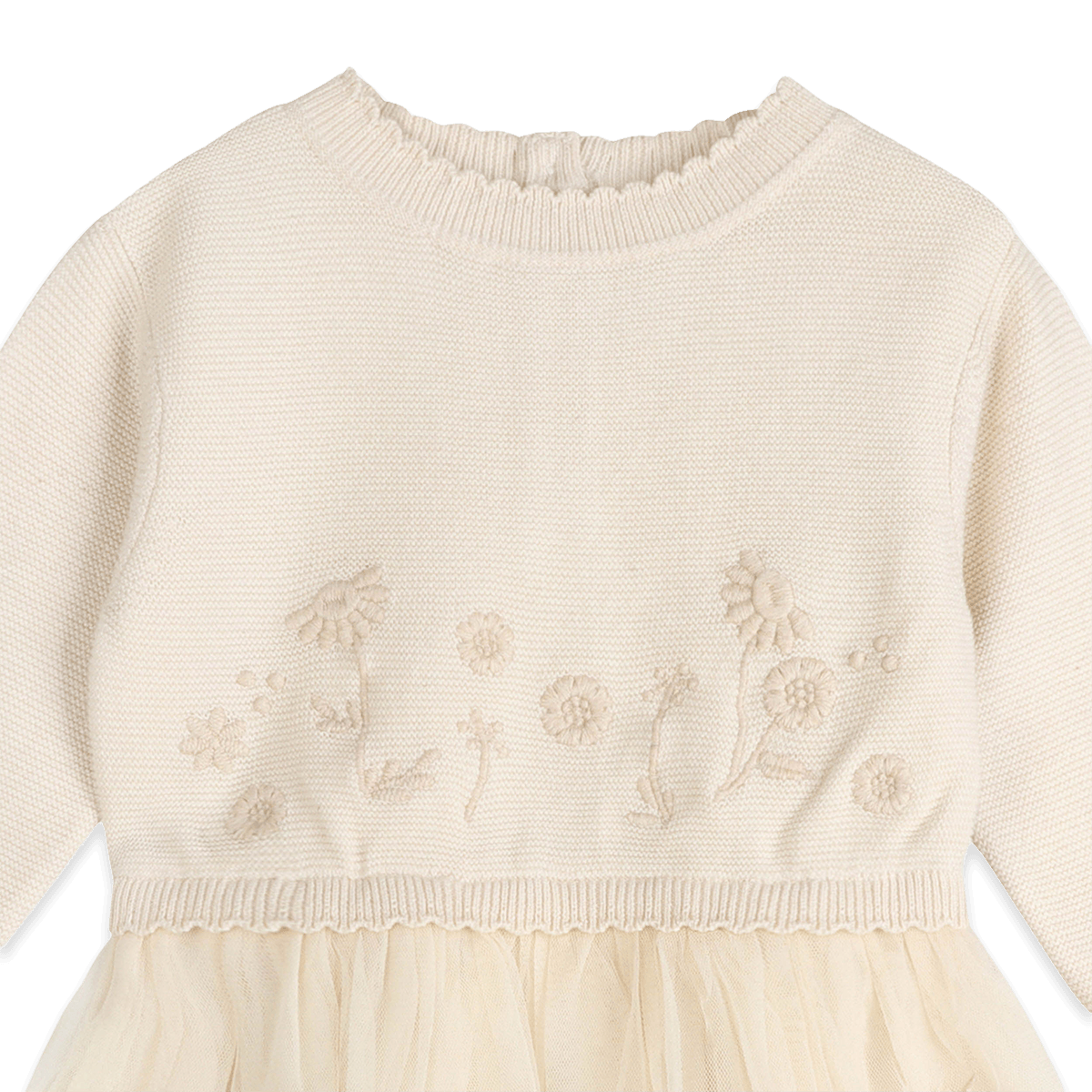 Organic Cotton Clara Floral Knit Baby Tutu Dress, Detail