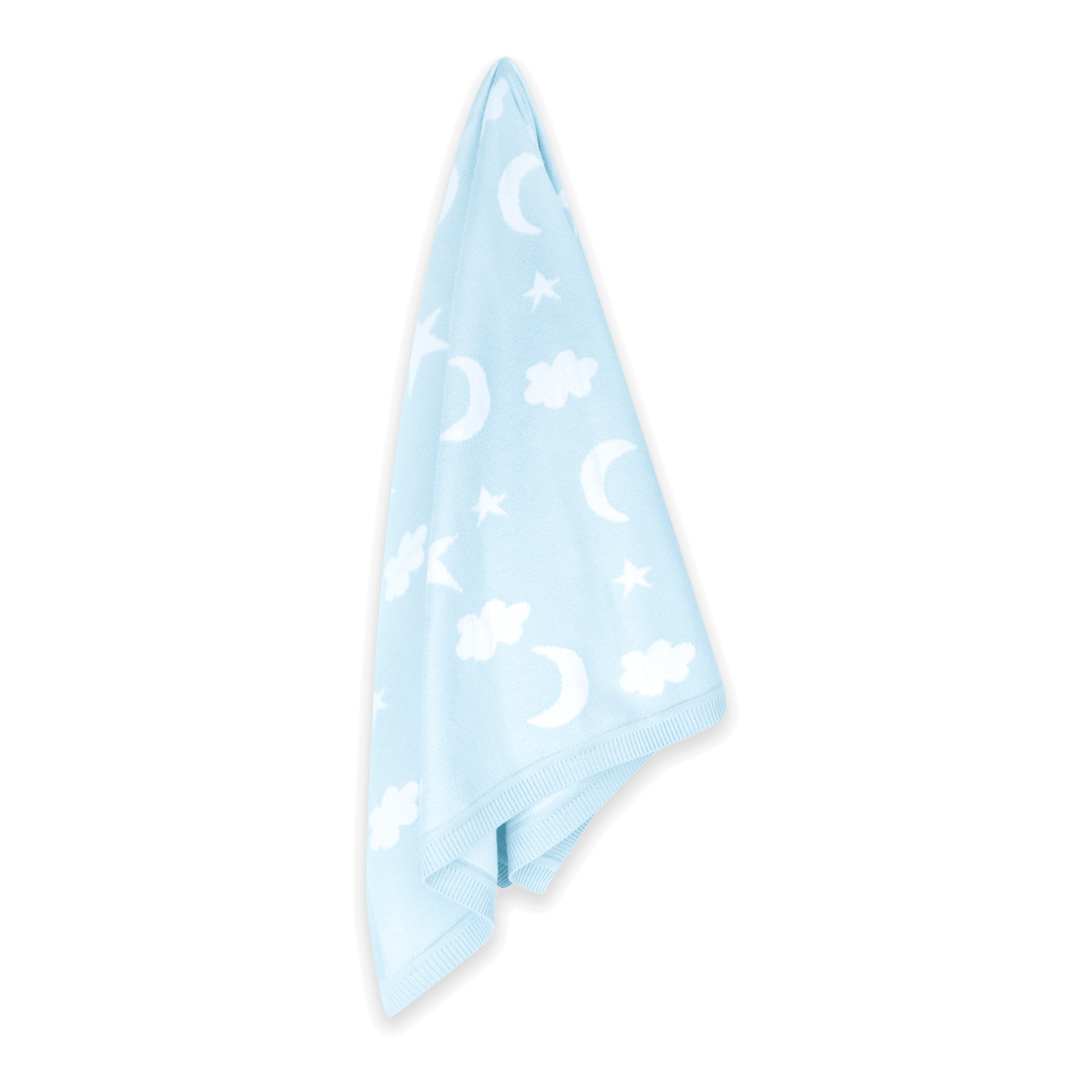 Moon & Stars Dream Organic Baby Jacquard Knit Blanket - Baby Blue
