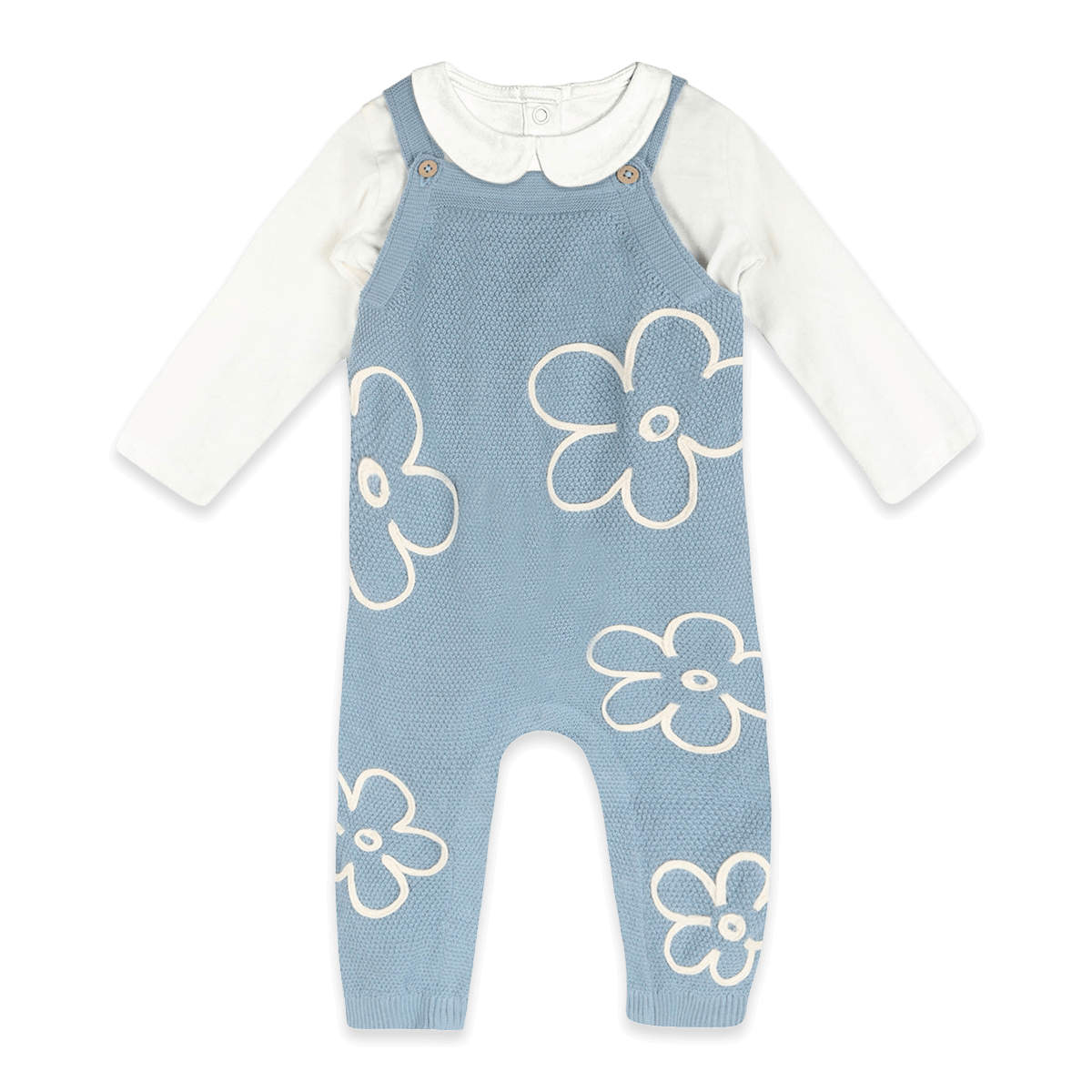 Wildflower Embr Knit Baby Overall Set, Organic Cotton
