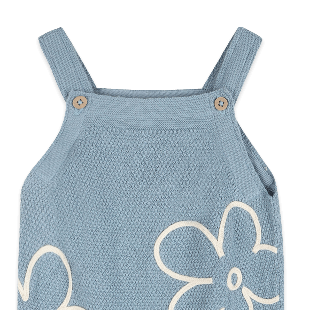 Organic Cotton Wildflower Embr Knit Baby Overall Set, Detail