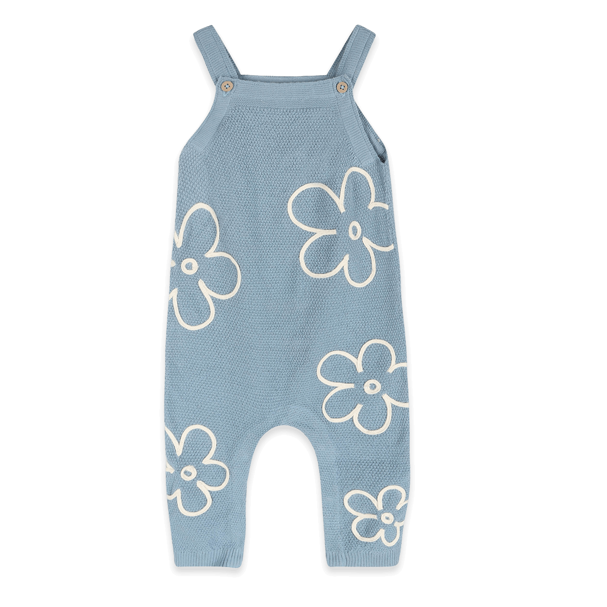 Organic Cotton Wildflower Embr Knit Baby Overall Set, Front