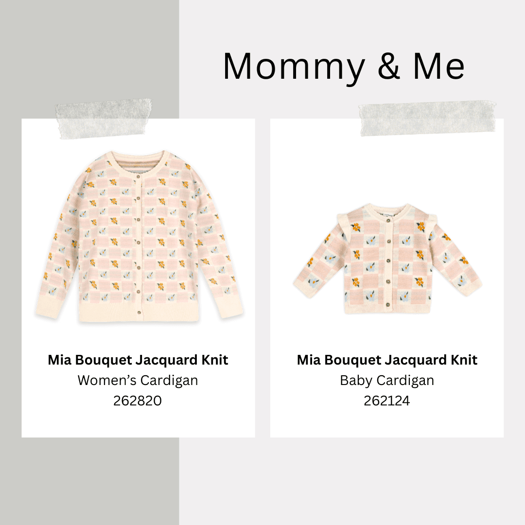 Matching Floral Jacquard Knit Cardigans for Mommy and Baby by Viverano