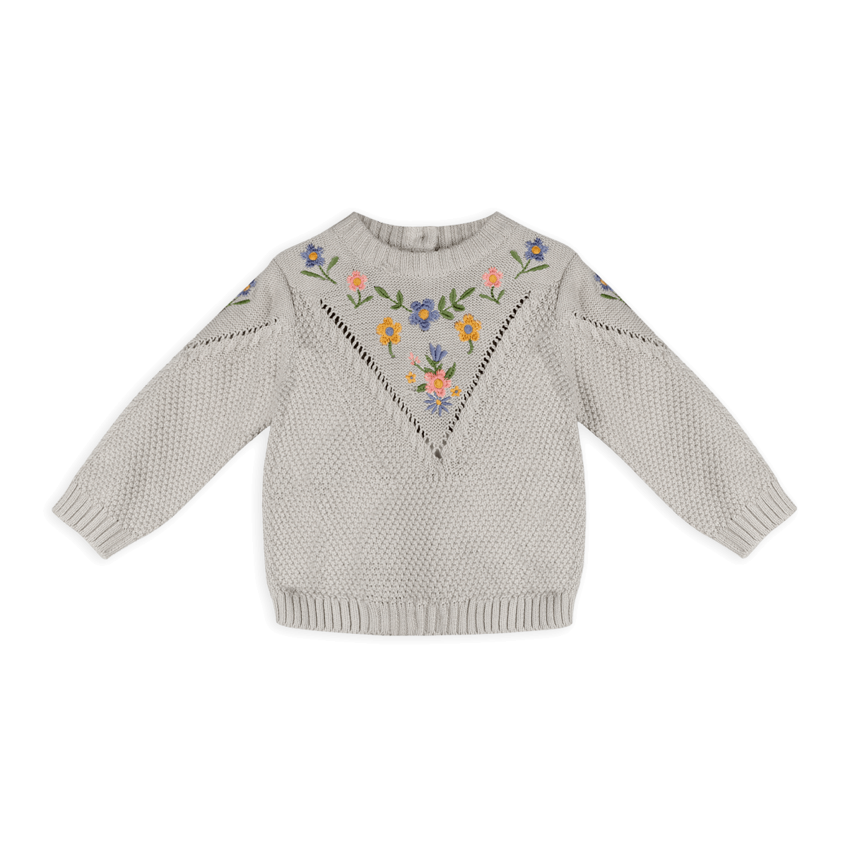 Ivy Floral Embr Tex Knit Baby Pullover, Organic Cotton