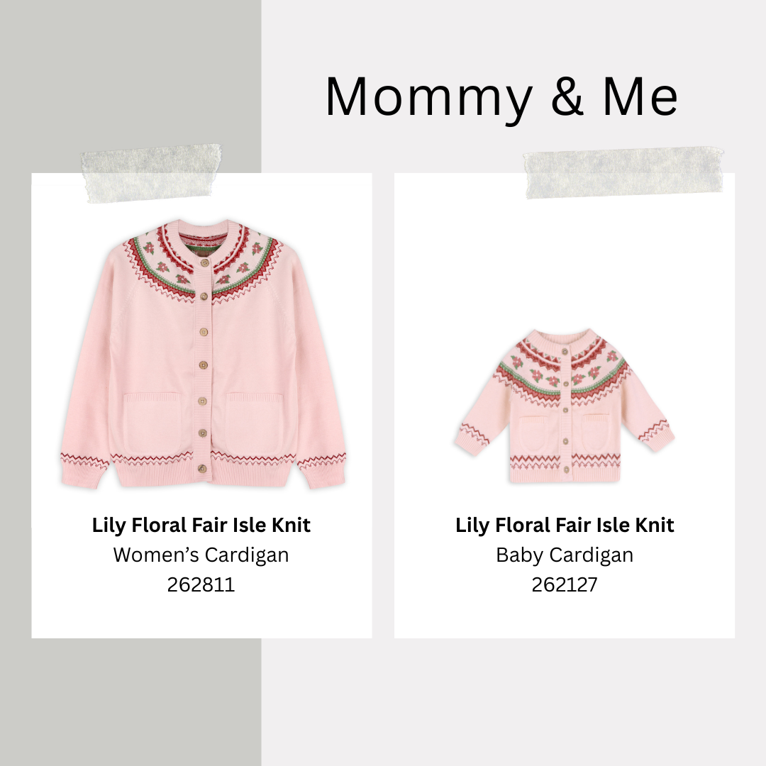 Matching Floral Faire Isle Knit Cardigans for Mommy and Baby by Viverano