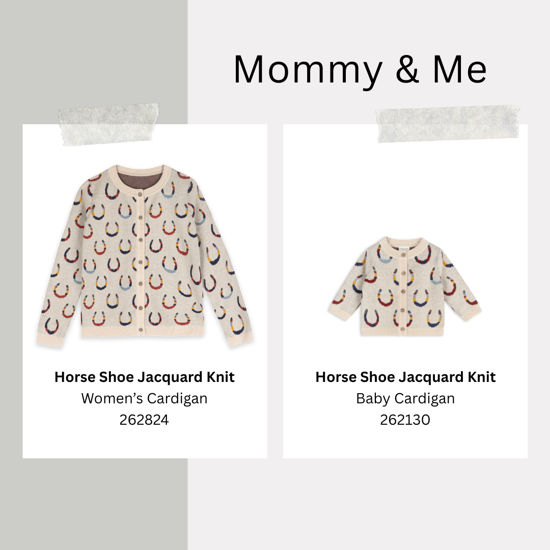 Matching Horseshoe Cardigans for Mommy and Baby by Viverano