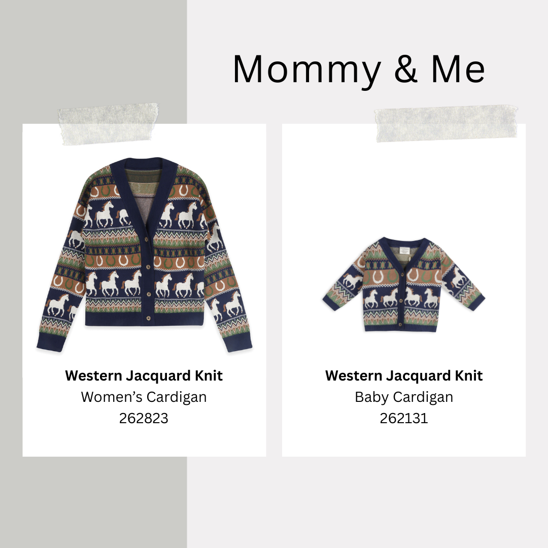 Matching Western Jacquard Knit Cardigans for Mommy and Baby by Viverano