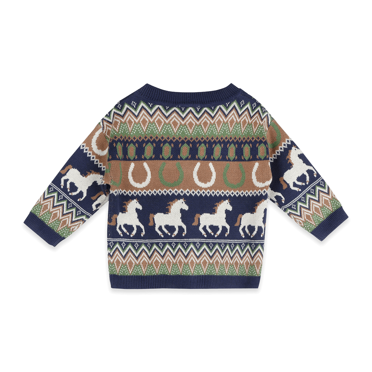 Organic Cotton Western Jacquard Knit Baby Cardigan, Back