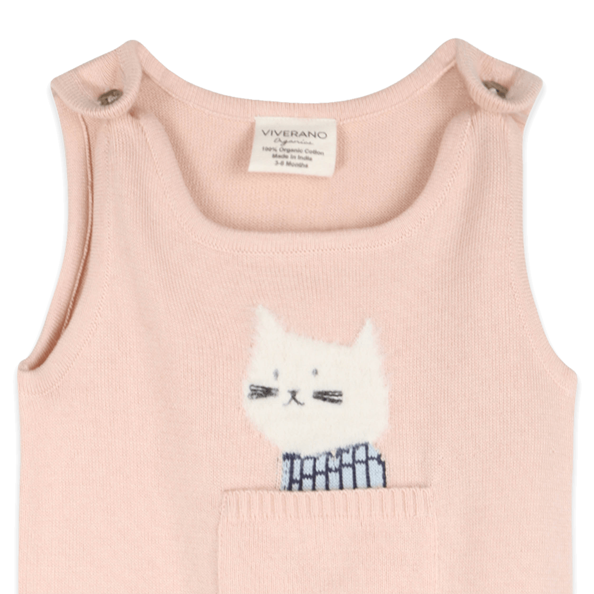 Organic Cotton Cat's Meow Knit Baby Overall Set, Detail