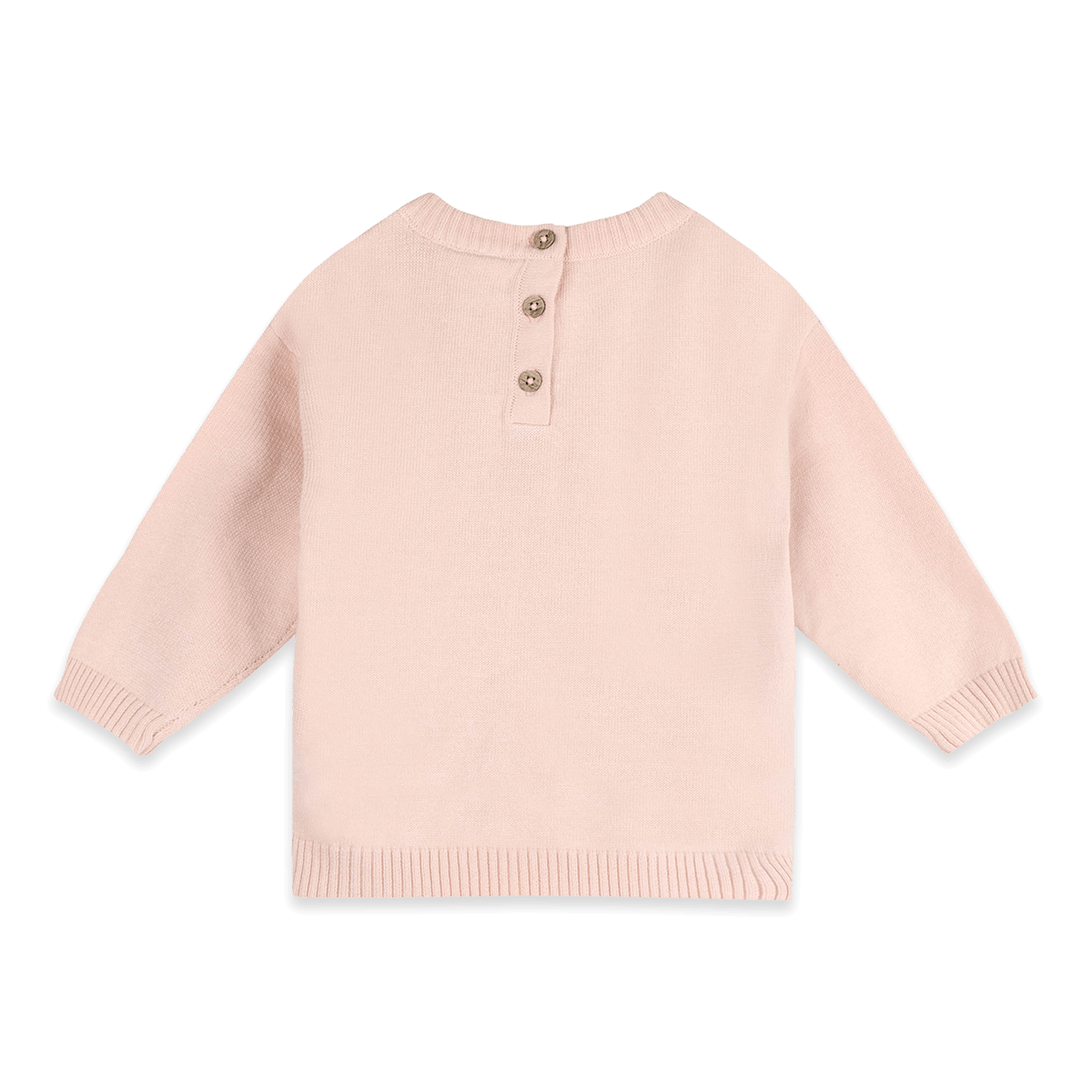 Organic Cotton Furry Cat 3D Knit Baby Pullover, Back