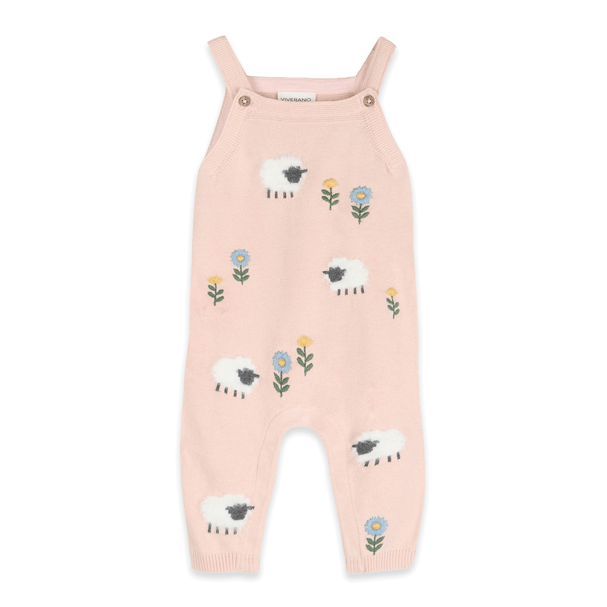 Organic Cotton Lamb Cozy Knit Baby Overall Set, Front