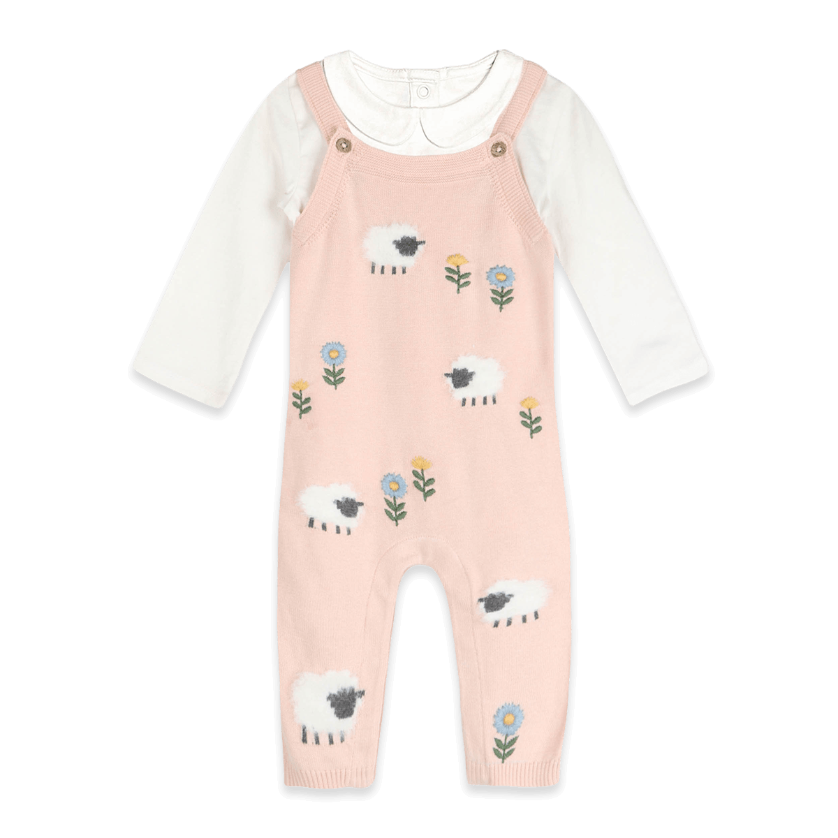 Lamb Cozy Knit Baby Overall Set, Organic Cotton