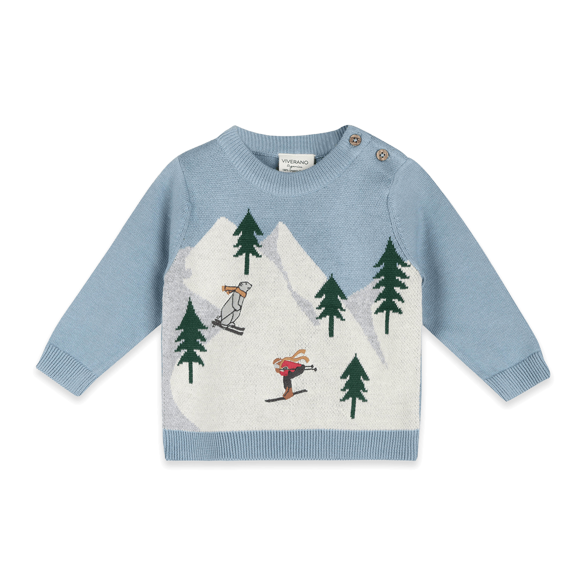 Organic Cotton Ski Knit Baby Pullover Sweater and Pant Set, Front