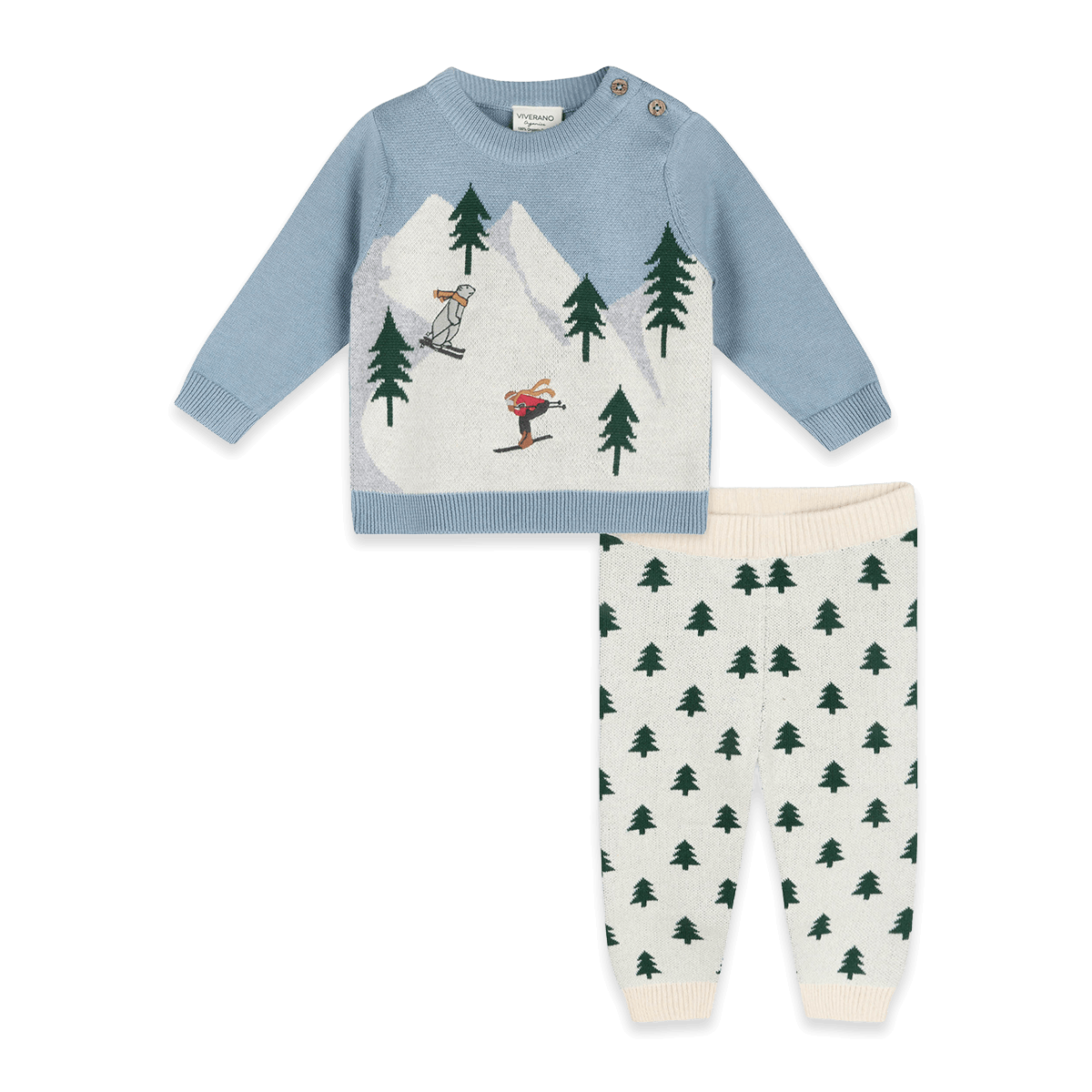 Ski Knit Baby Pullover Sweater and Pant Set, Organic Cotton
