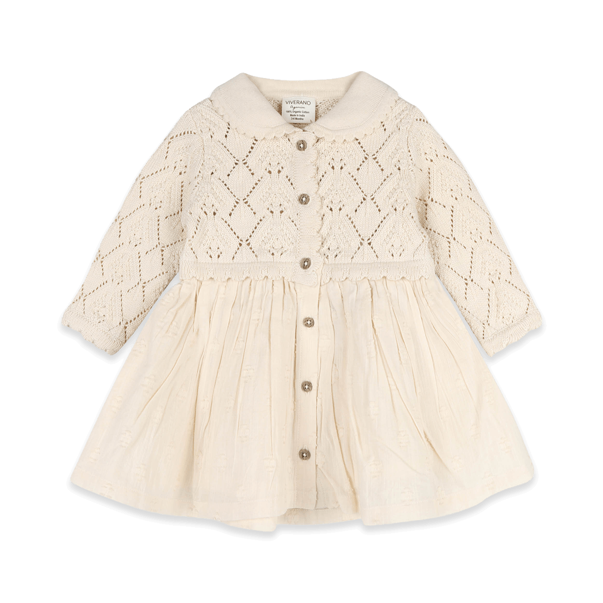 Phoebe Pointelle Knit Sweater Top Baby Dress, Organic Cotton