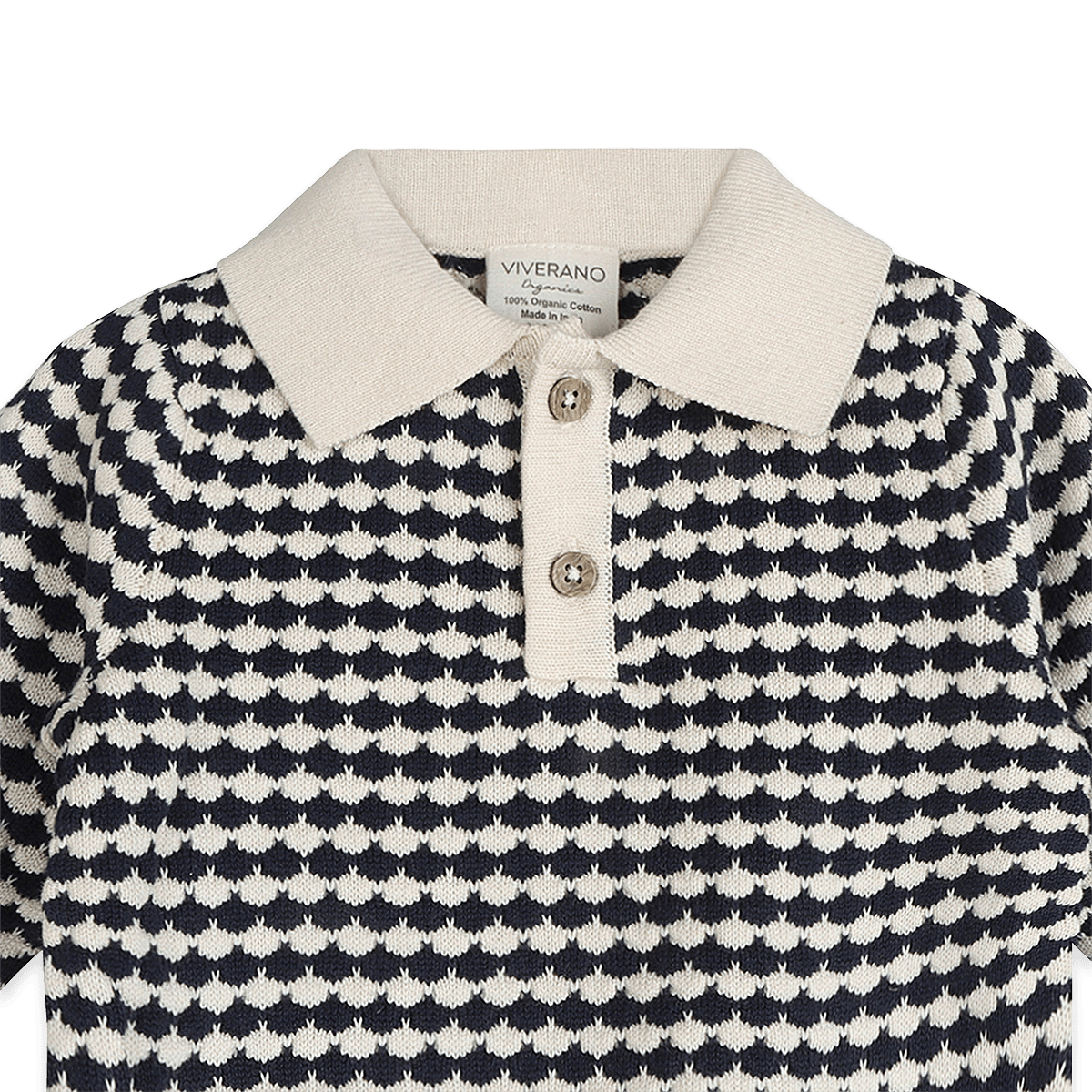 Organic Cotton Leo Textured Knit Polo Baby Pullover and Pant Set, Detail