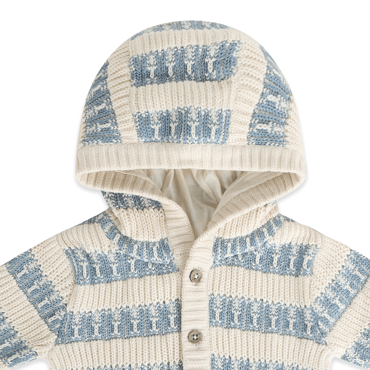 Organic Cotton Textured Knit Baby Hooded Jacket, Mineral Blue Detail