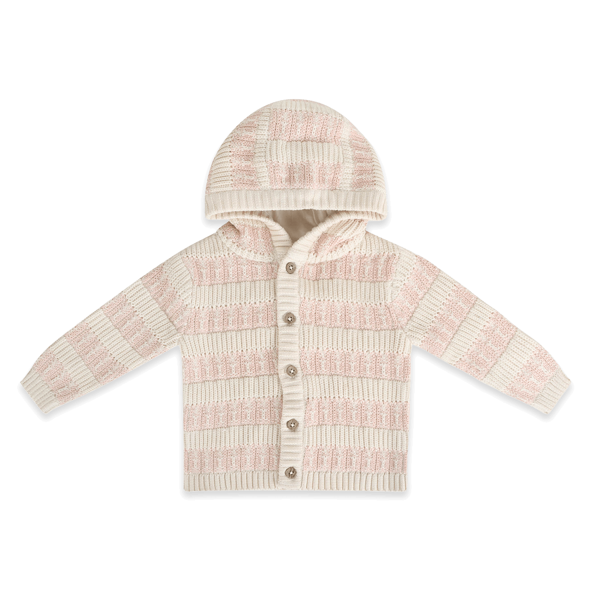 Organic Cotton Textured Knit Baby Hooded Jacket, Sweet Pink
