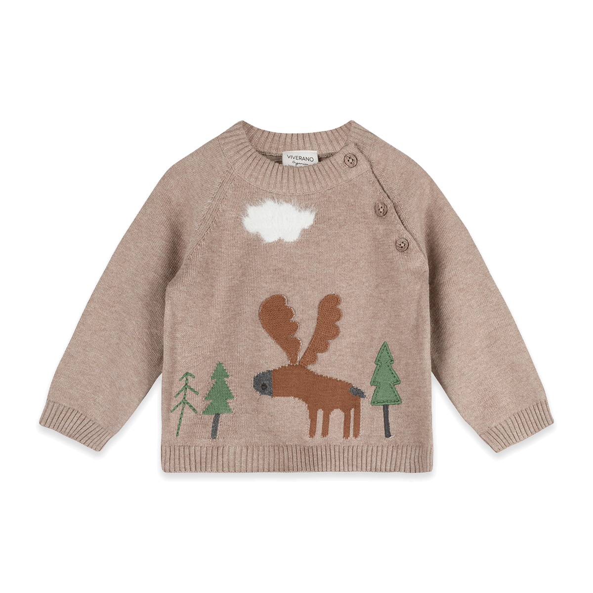 Moose Woods Knit Baby Pullover, Organic Cotton