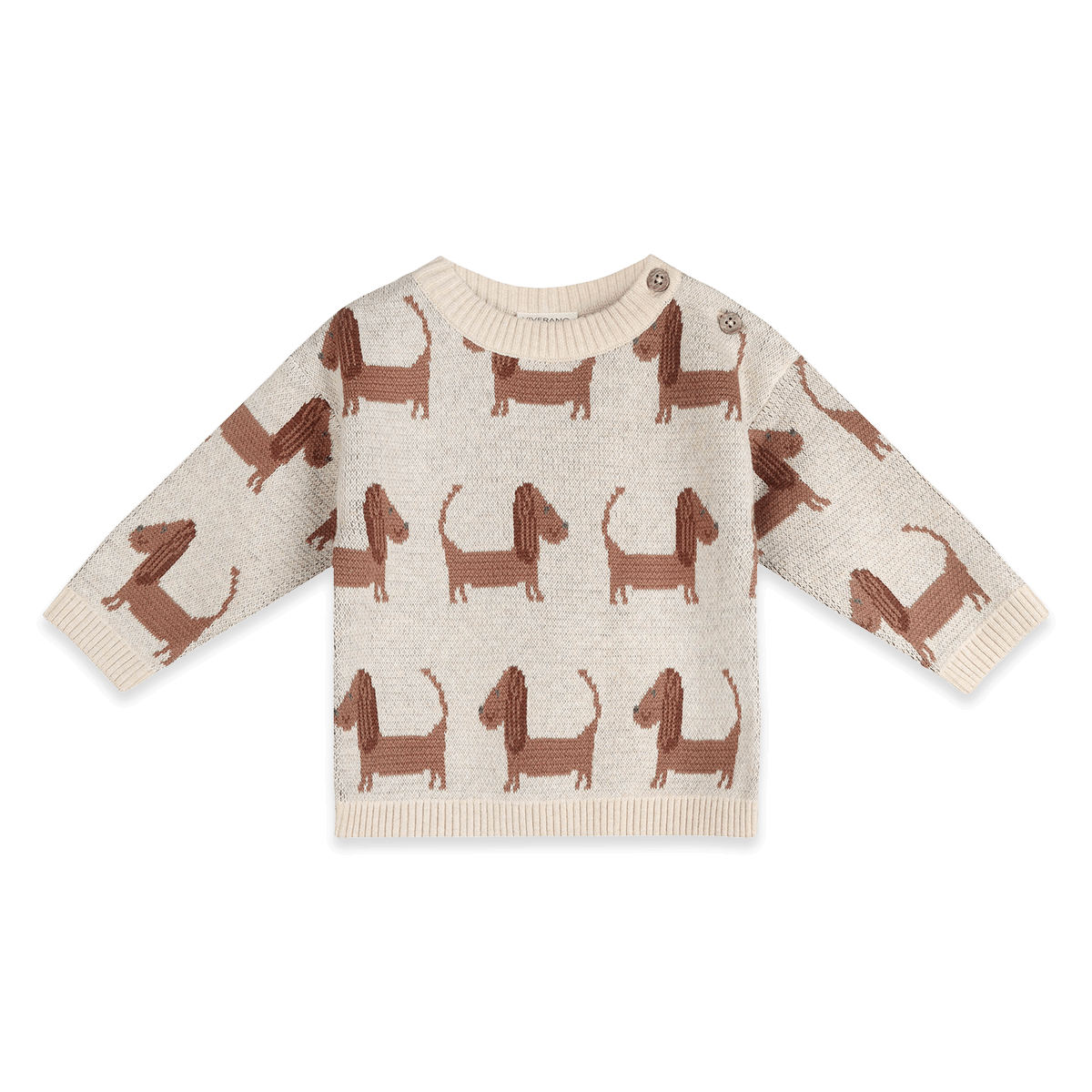 Doxie Dog Jacquard Knit Baby Pullover, Organic Cotton