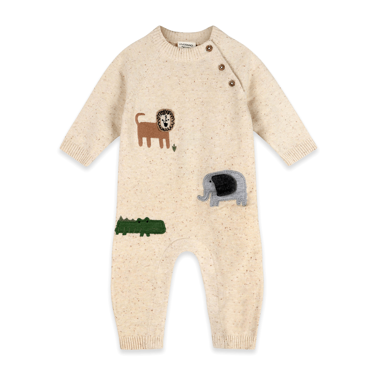 Safari Animals Baby Knit Jumpsuit, Organic Cotton