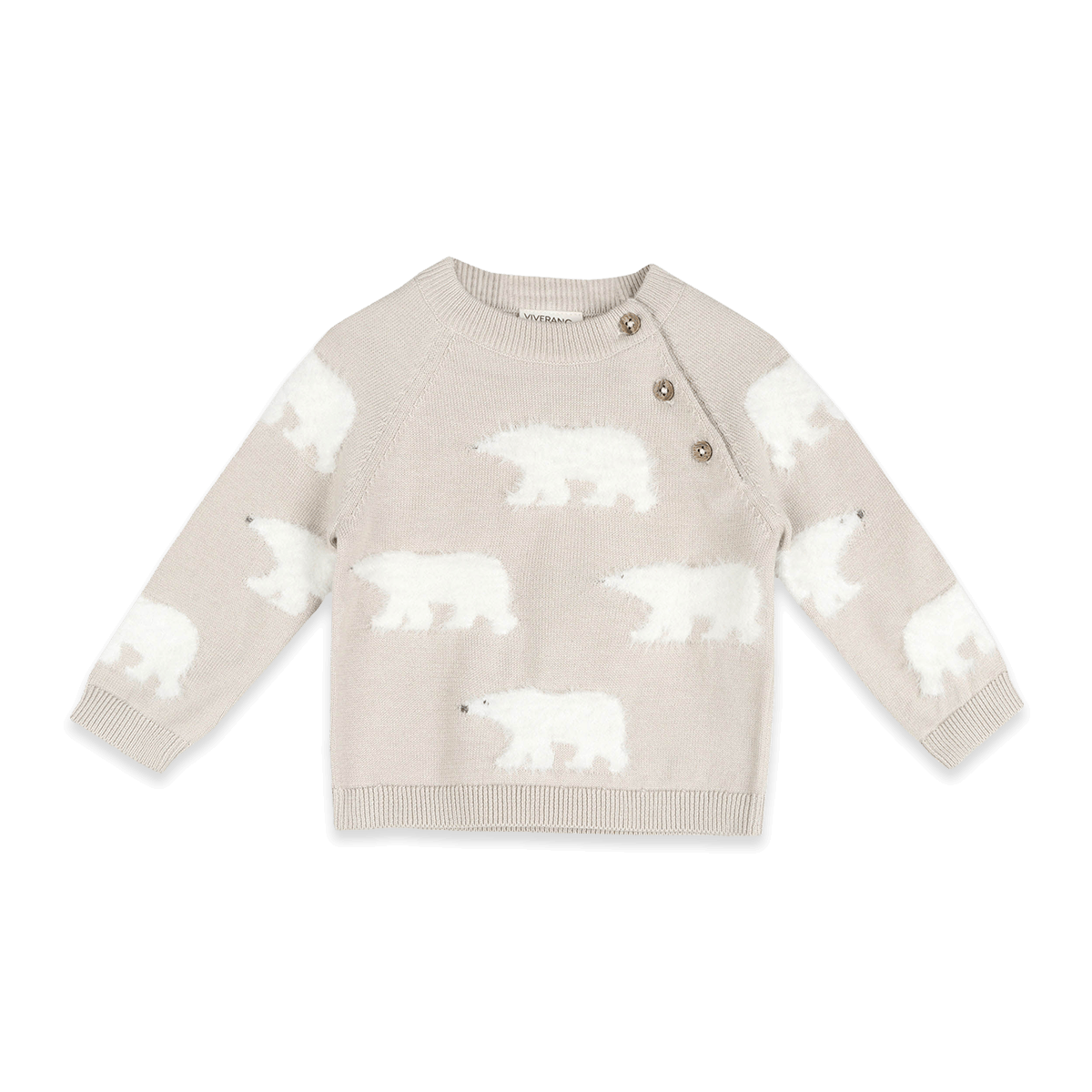 Organic Cotton Polar Bear Baby Sweater Pullover and Pant Set, Front