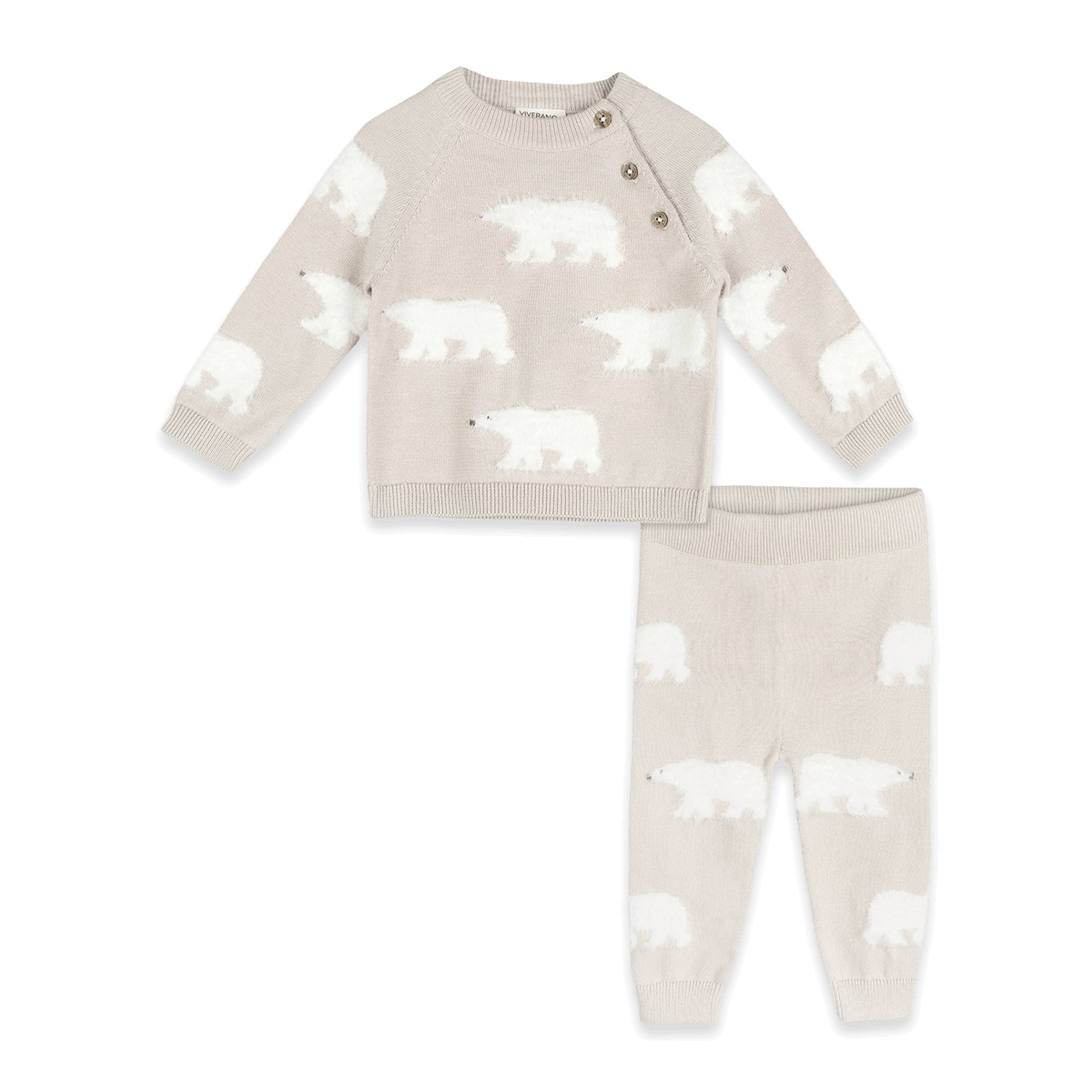 Polar Bear Baby Sweater Pullover and Pant Set, Organic Cotton